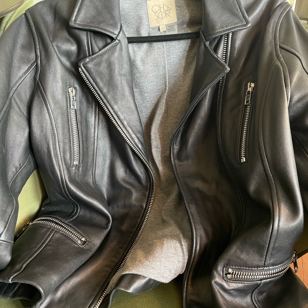 Chaser Black Leather Moto Jacket